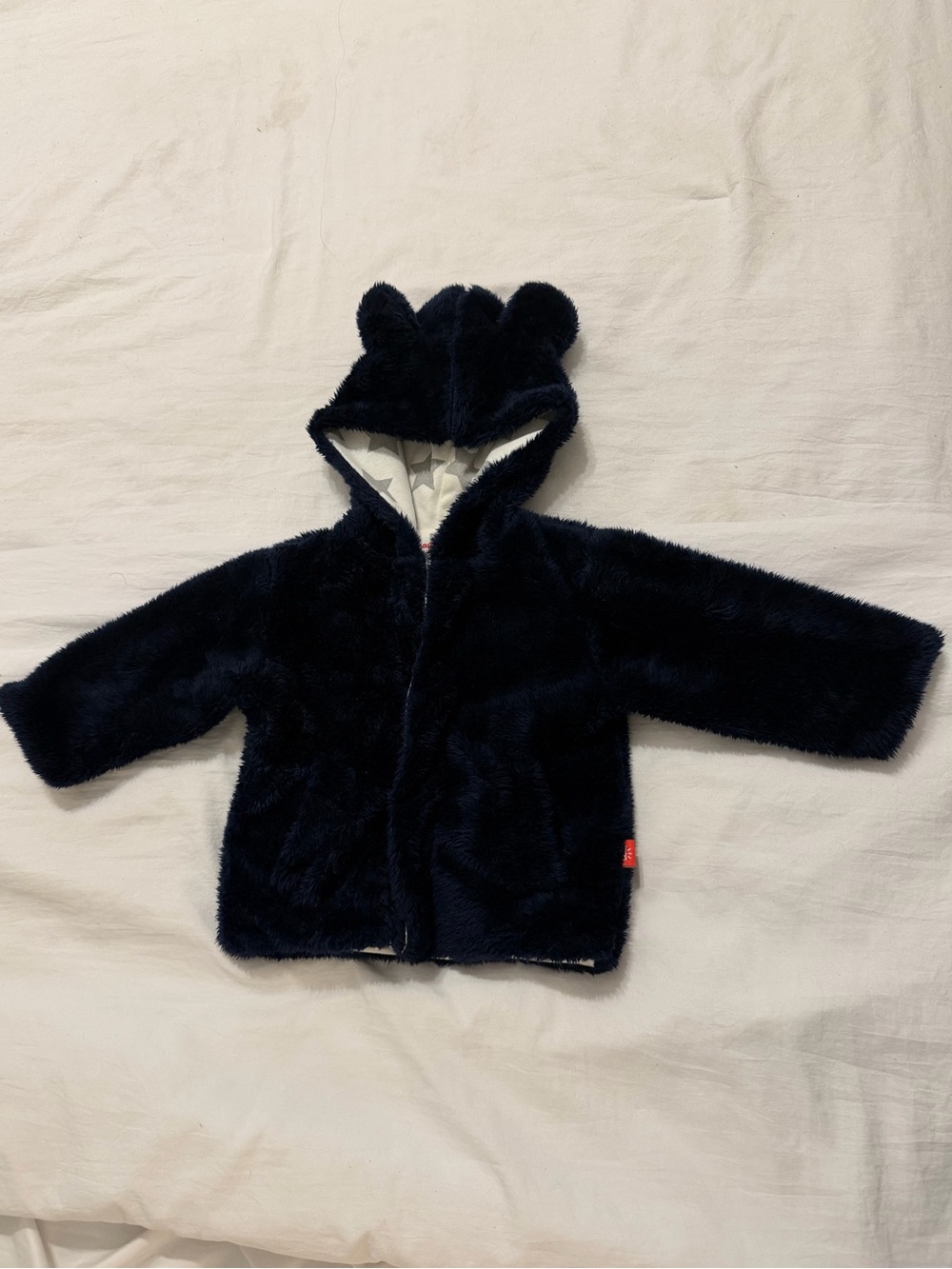 Magnetic Me Navy Blue Baby Jacket with Gray Star Lining